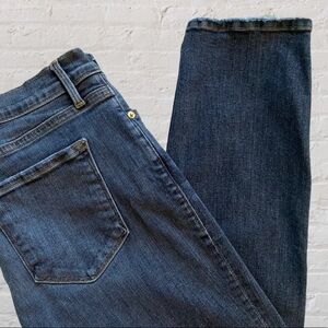 Frame Le Garçon Cropped Medium Wash Straight Leg Cotton Blend Denim Jeans